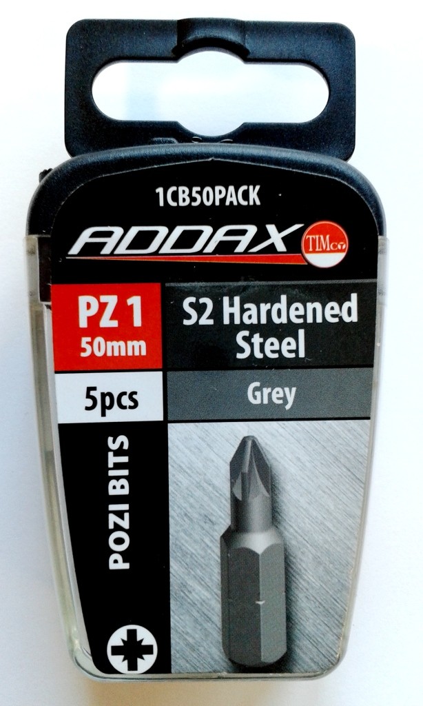 PZ1 x 50mm Pozi Bits S2 Hardened Steel Addax TIMco