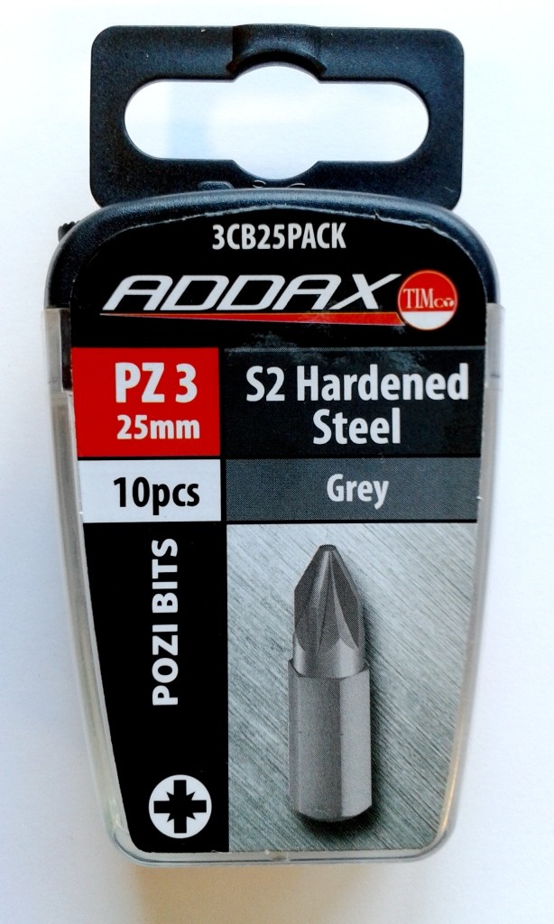  PZ3 x 25mm Pozi Bits S2 Hardened Steel Addax TIMco 