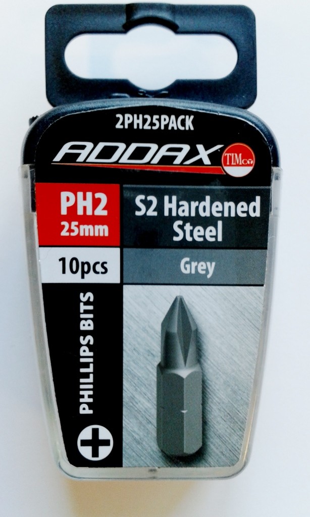  PH2 x 25mm Phillips Bits S2 Hardened Steel Addax TIMco 