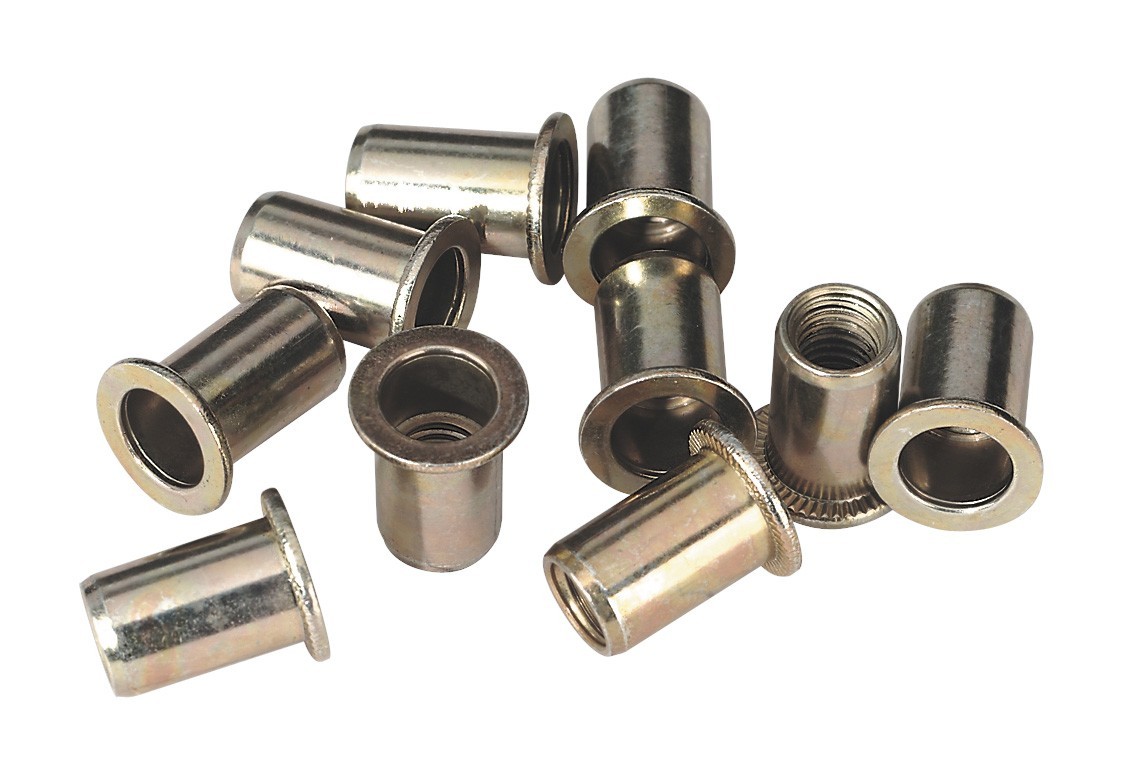 <p>Rivet Nut M8 / Blind Nut 8mm</p> <p>Flanged Head</p> <p></p> <p>Knurled insert</p> <p>Zinc Plated Steel.</p> <p>Drill hole Diameter 11mm</p>