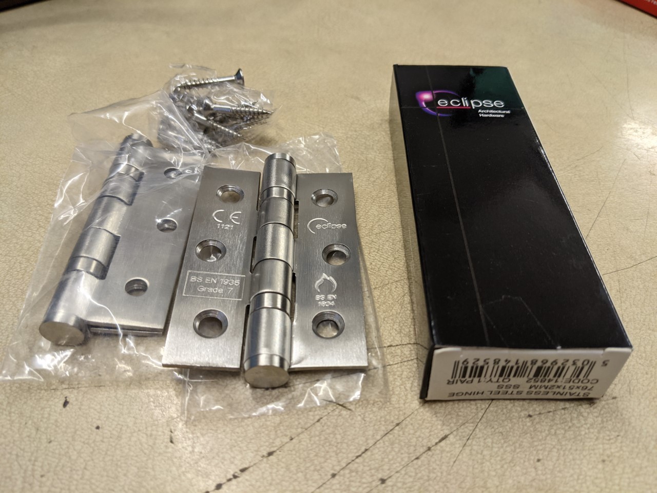 Eclipse 3" (Pair) Satin Stainless Steel Ball Bearing Hinge 76mm x 51mm x 2mm
