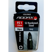 PZ1 x 25mm Pozi Bits S2 Hardened Steel Addax TIMco